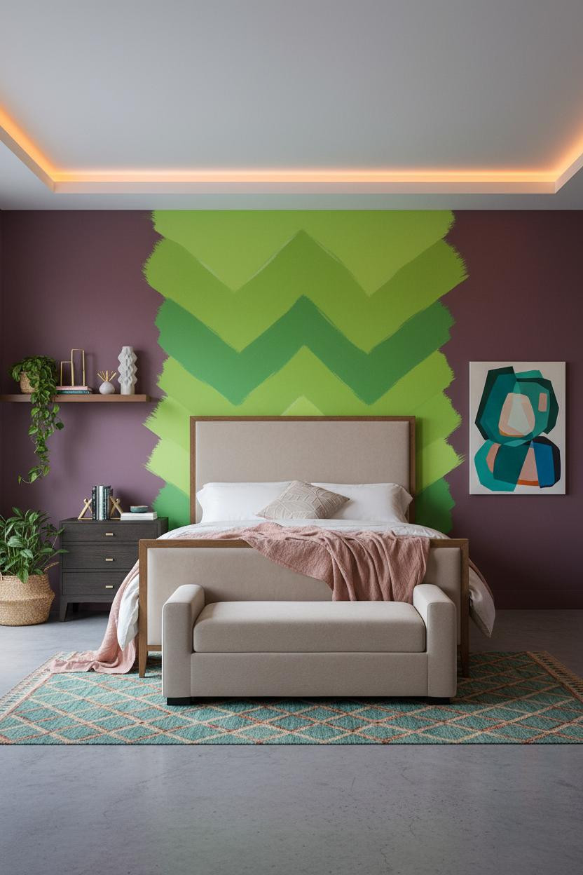 Dopamine Decor Bedroom Lime Green Accent Wall