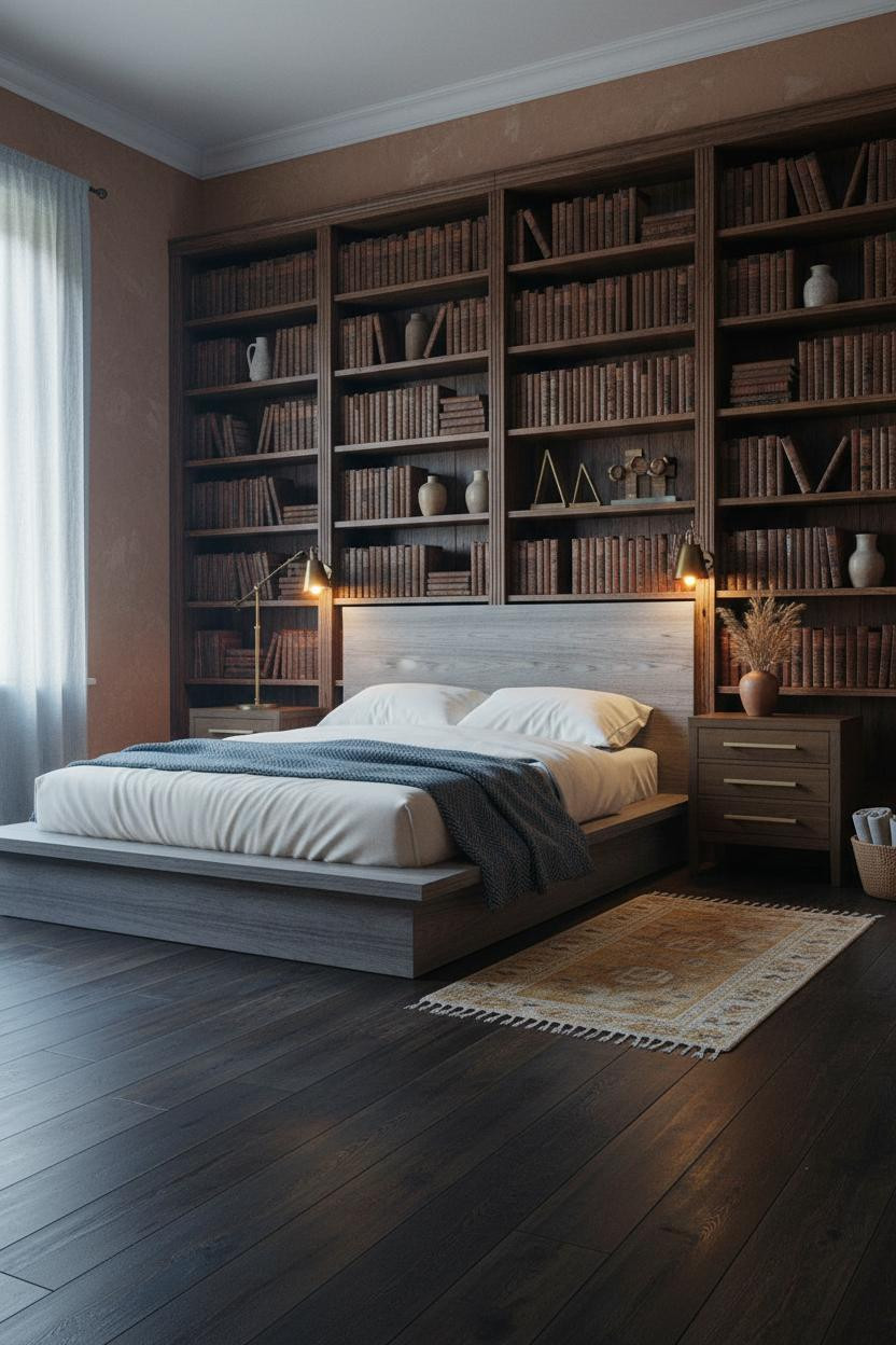 Earthy Vintage Bedroom Dark Academia Bookshelf