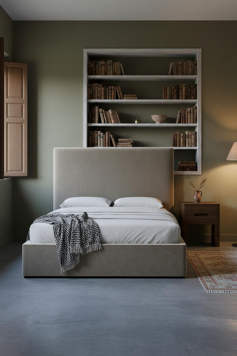 Earthy Vintage Bedroom Dark Academia Shelving