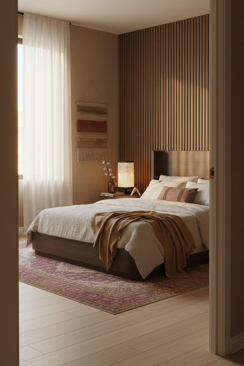 Eclectic Bedroom Aesthetic Boho Slatted Wall