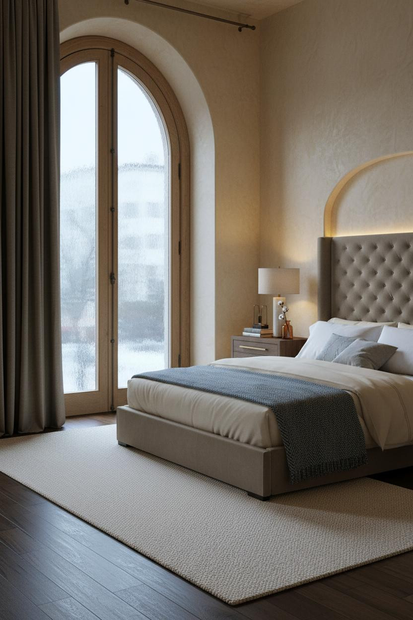 Eclectic Bedroom Arched Window Vintage Design