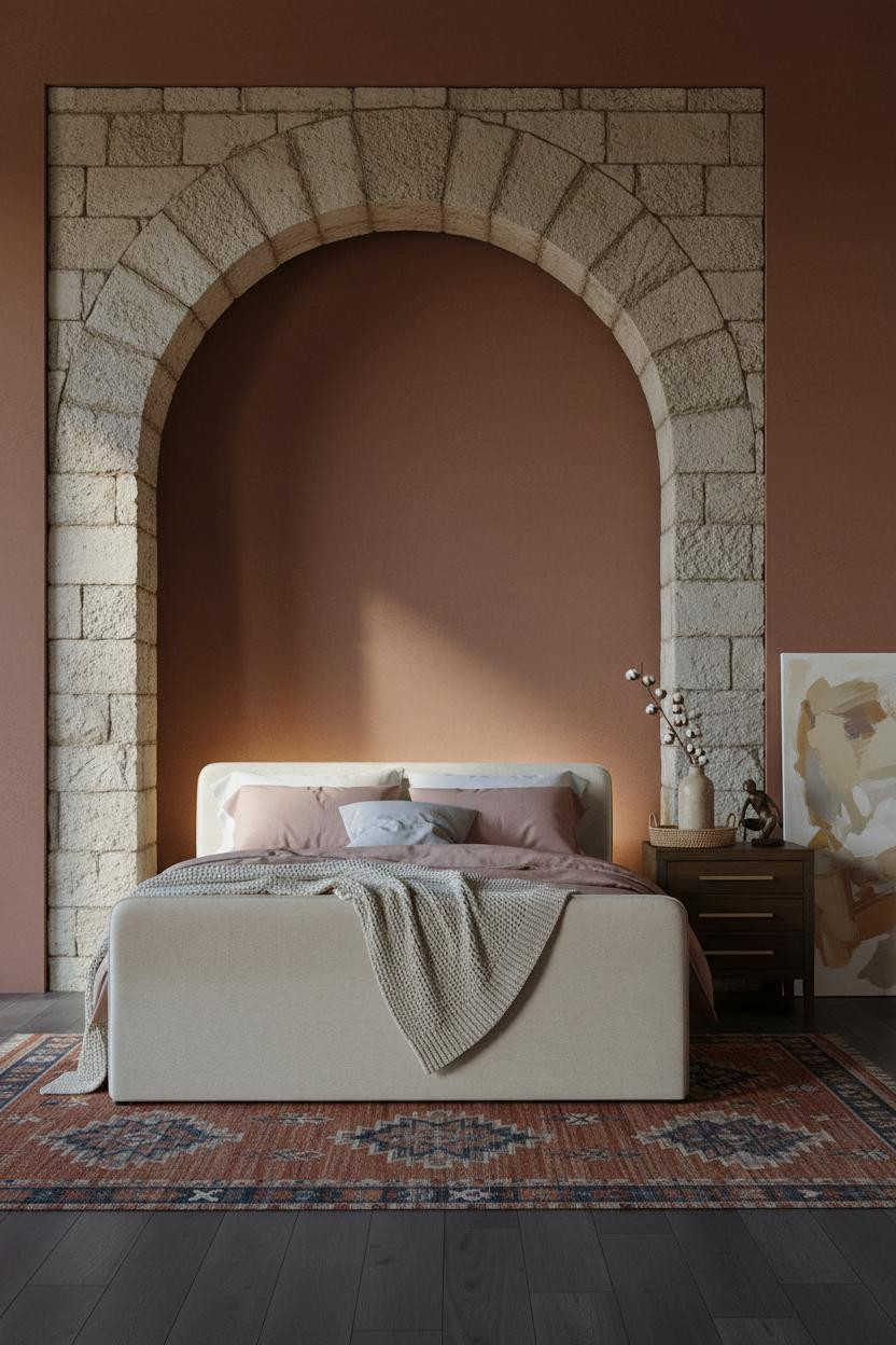 Eclectic Bedroom Stone Niche Global Design