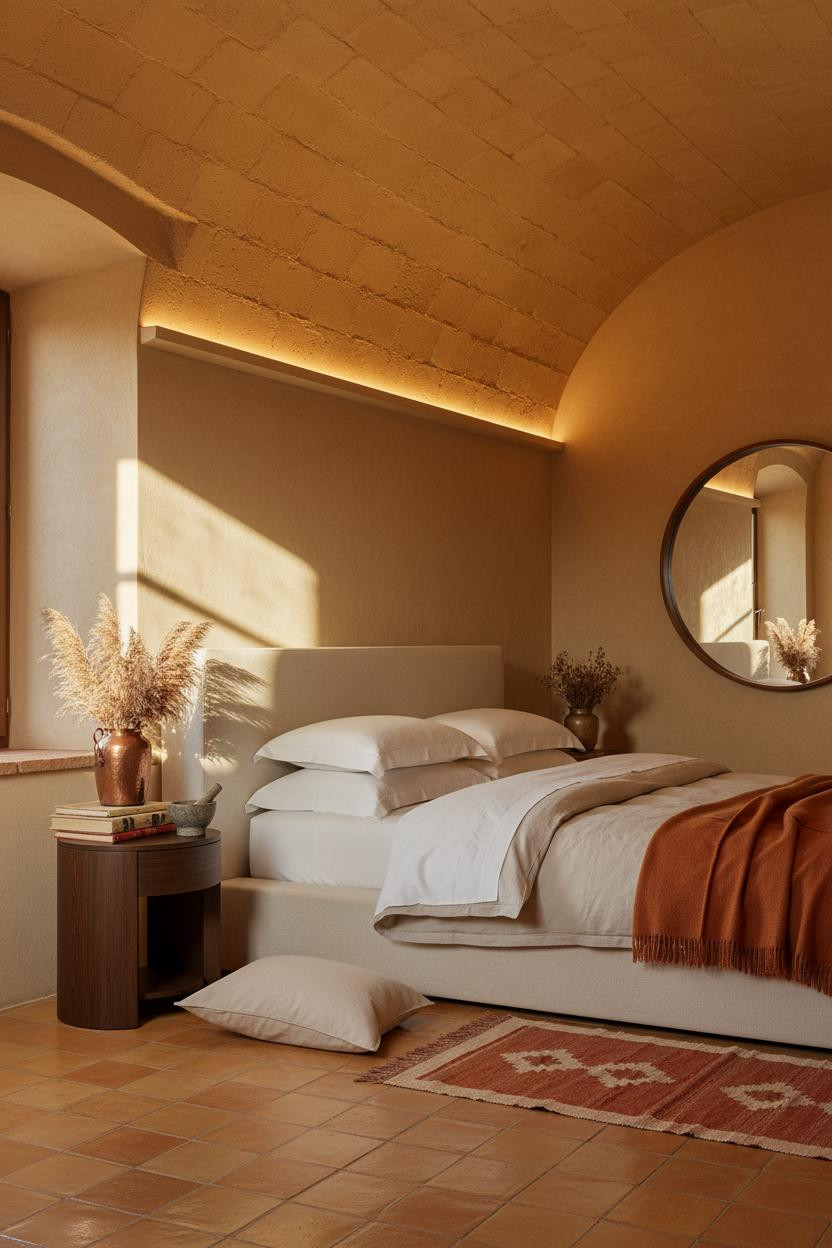 Eclectic Bedroom Tuscan Vault Morning Light