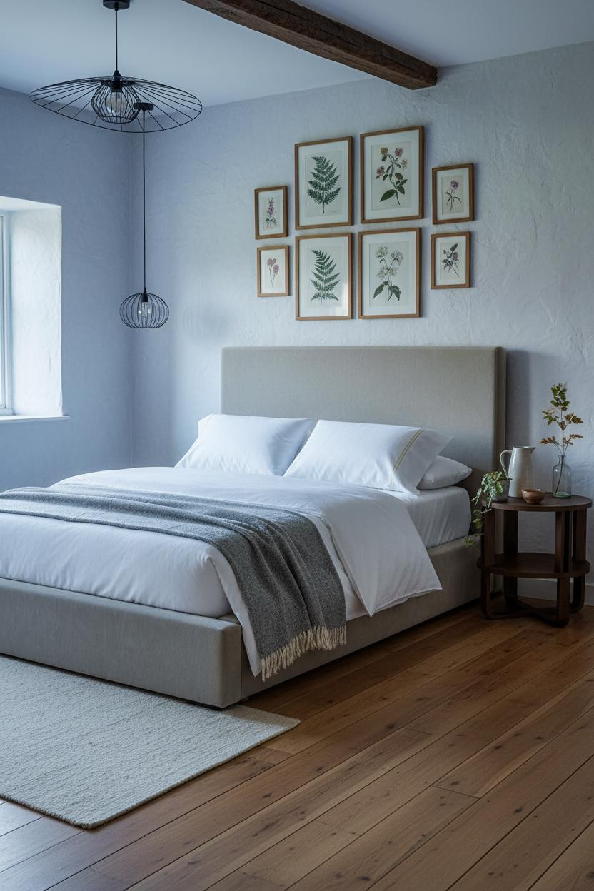 English Cottage Bedroom Botanical Prints Morning Light