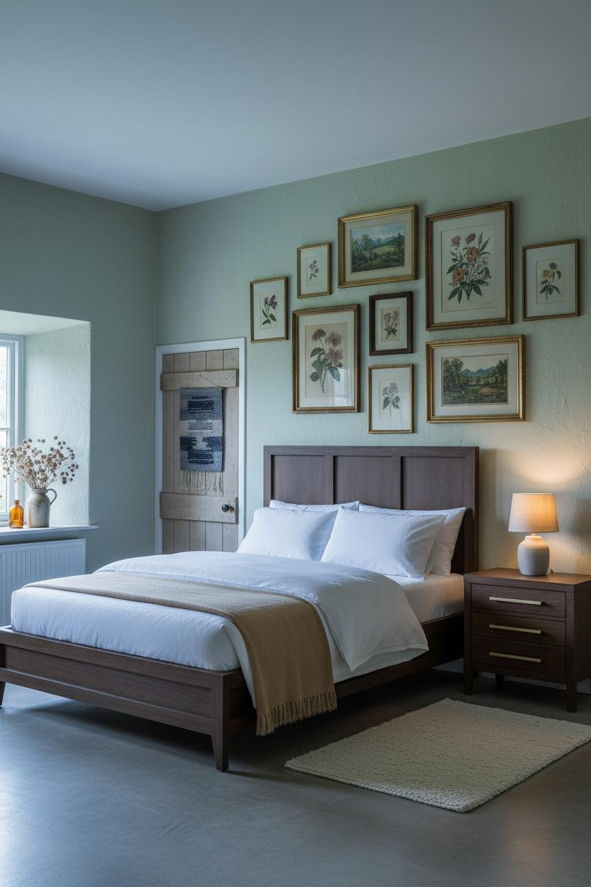 English Cottage Bedroom Gallery Wall Vintage