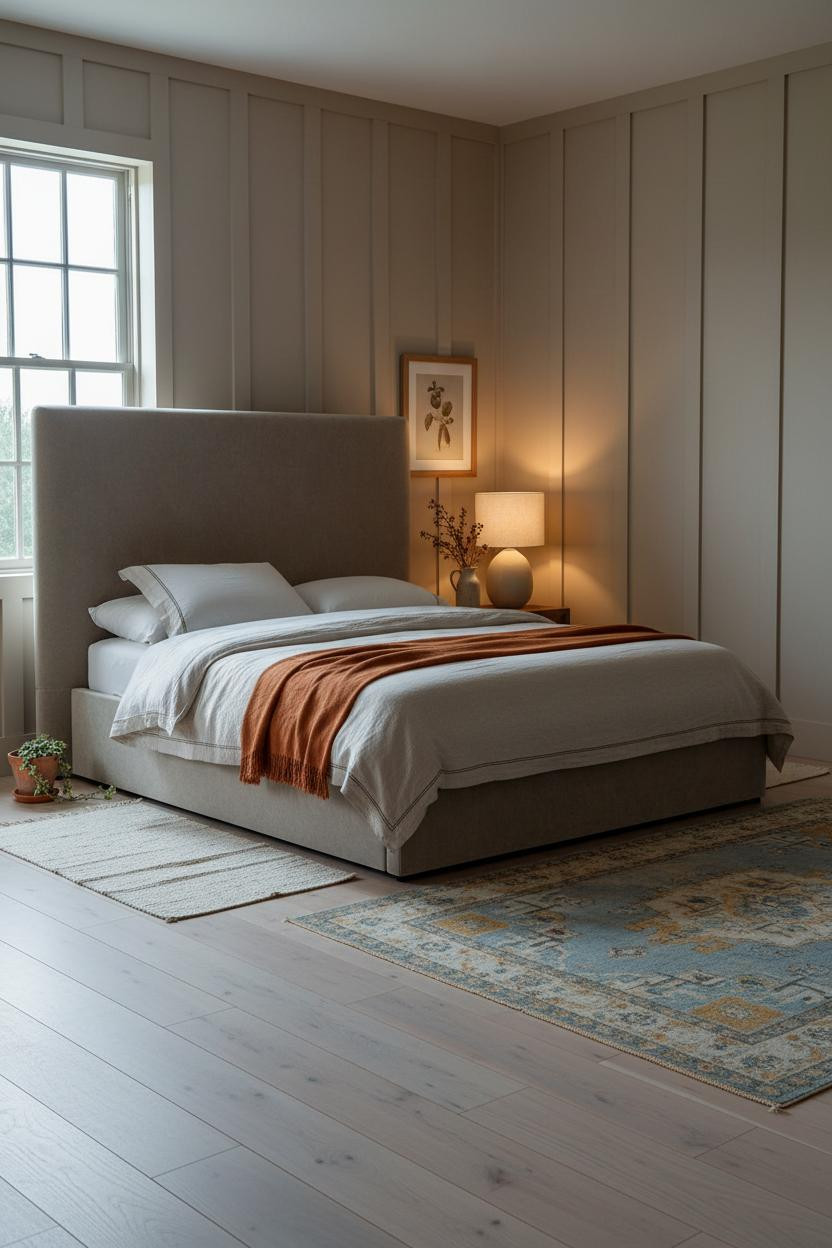 English Cottage Bedroom Mushroom Paneling