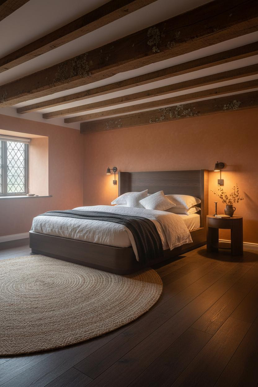 English Cottage Bedroom Oak Beams Terracotta