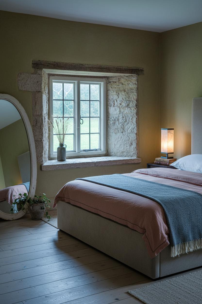 English Cottage Bedroom Stone Window Vintage