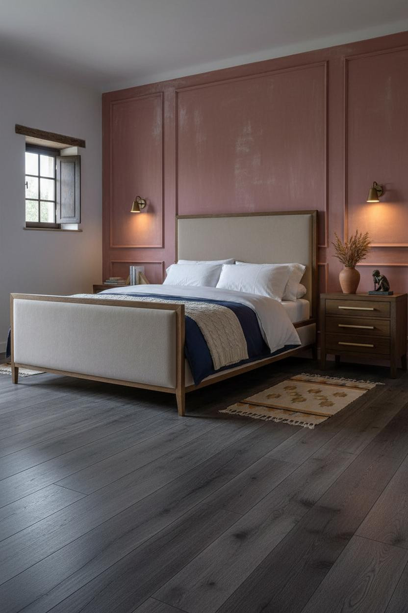 European Farmhouse Bedroom Dusty Rose Board and Batten