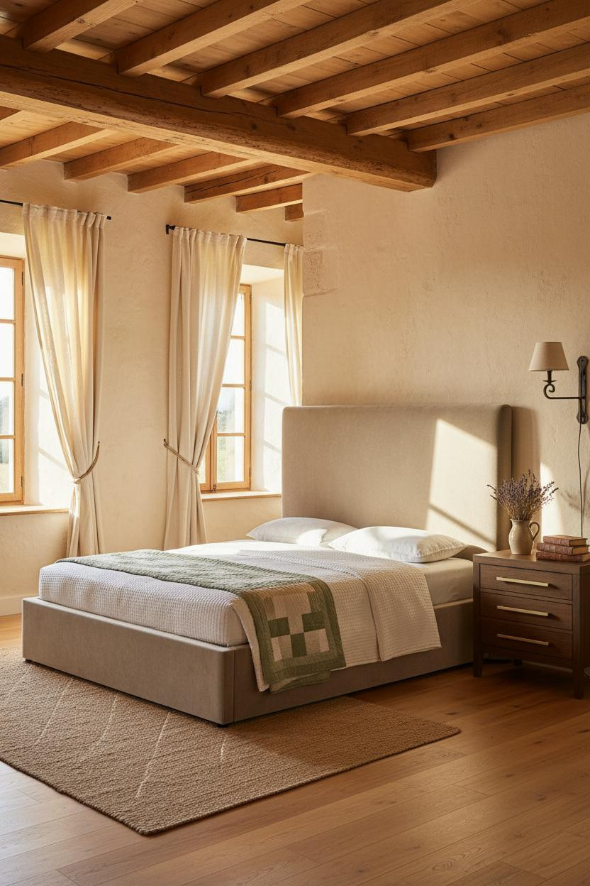 European Farmhouse Bedroom French Country Exposed Beams