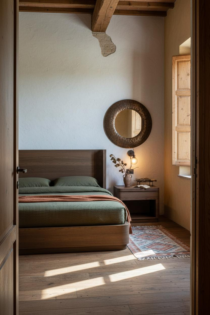 European Farmhouse Bedroom Limewash Walls