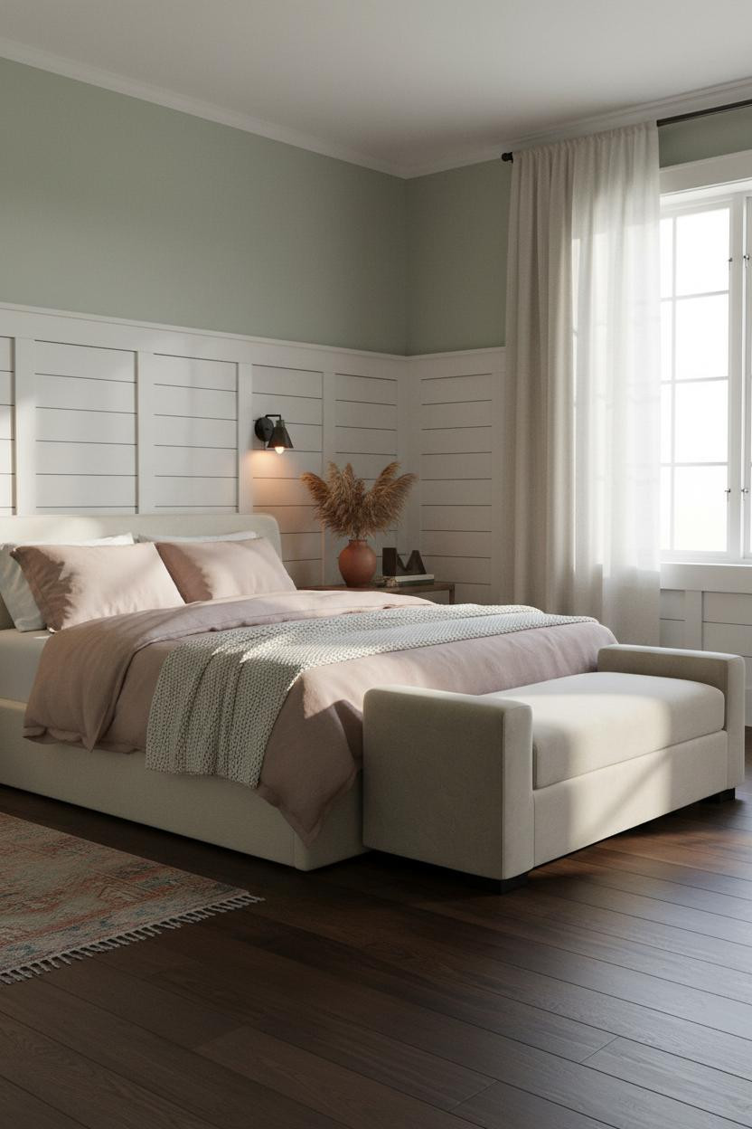 Farmhouse Bedroom Shiplap Sage Green Vintage