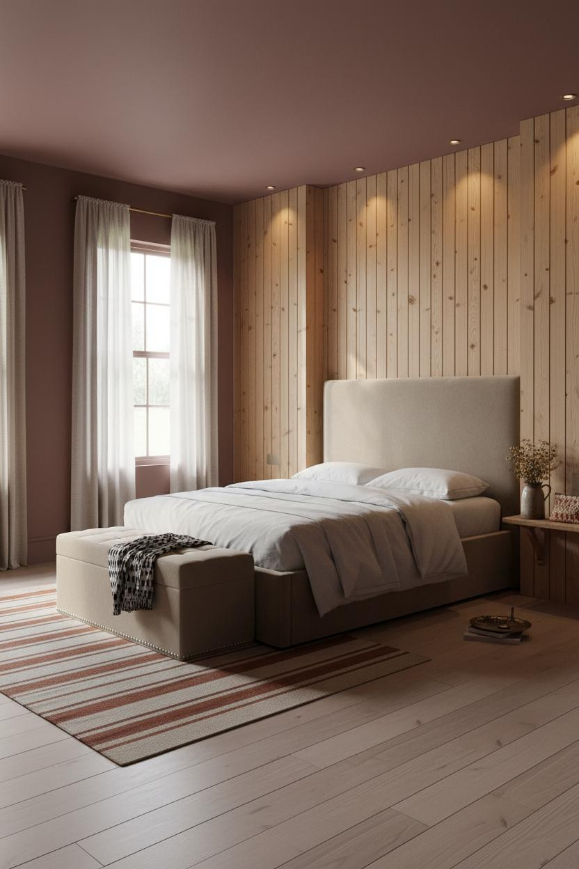 Farmhouse Bedroom Vintage Wood Paneling