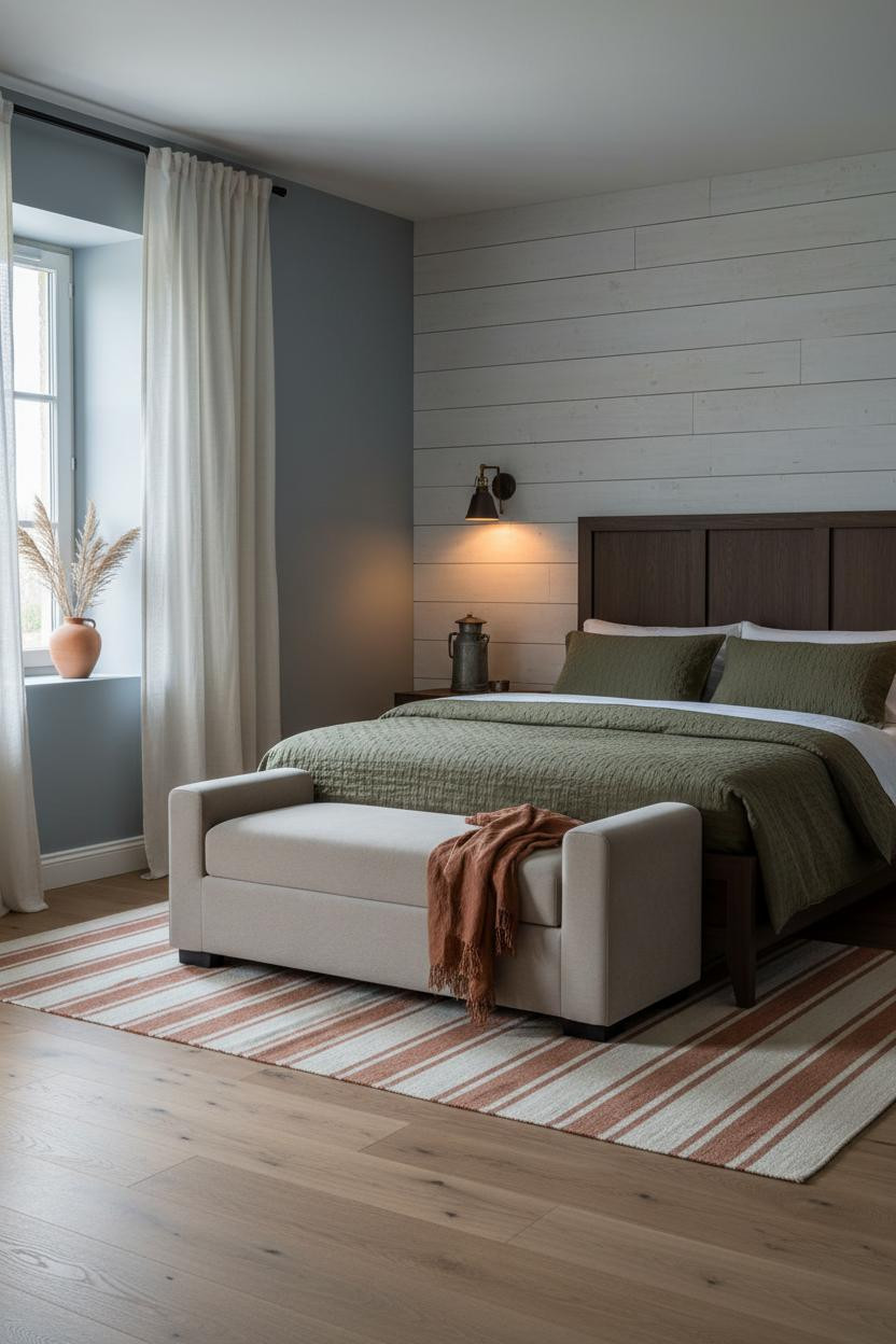 Farmhouse Bedroom Whitewashed Shiplap Vintage