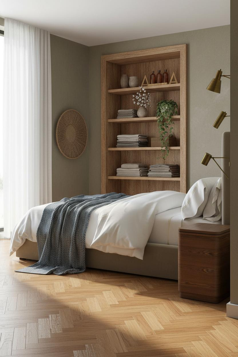 Farmhouse Bedroom Wood Built In Boho