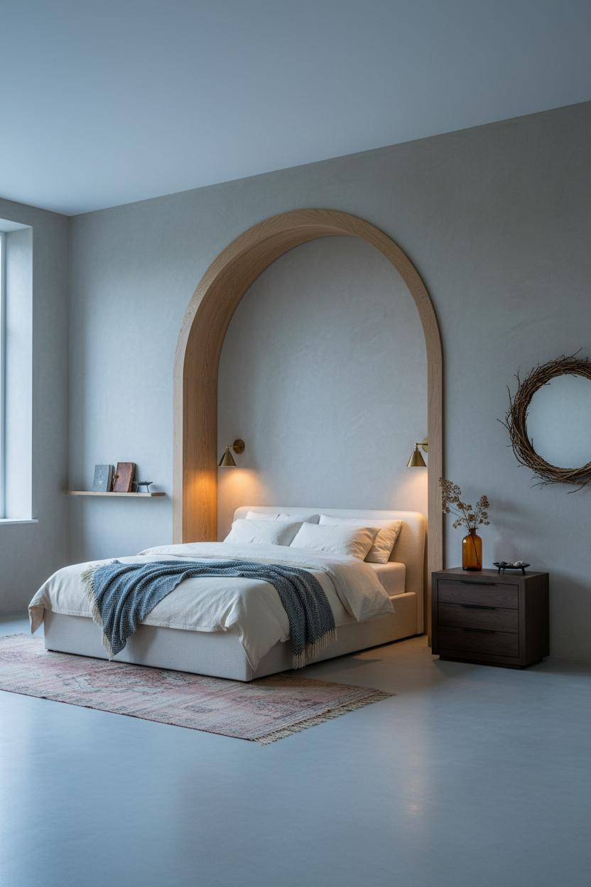 Farmhouse Chic Bedroom Arched Alcove