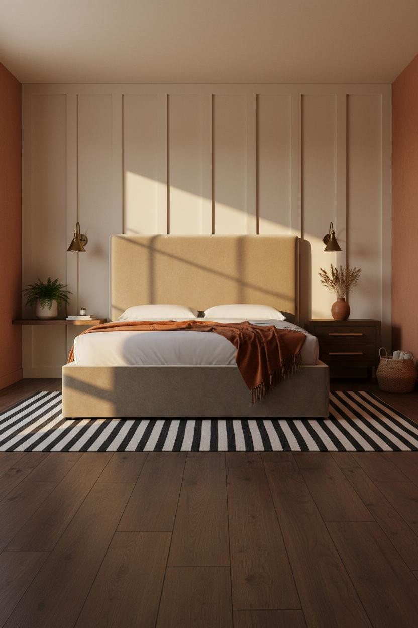 Farmhouse Chic Bedroom Board Batten Terracotta