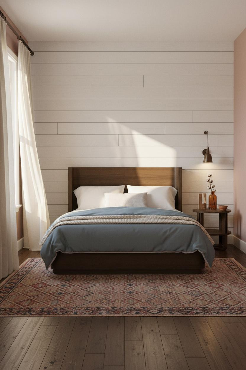 Farmhouse Chic Bedroom Whitewashed Shiplap