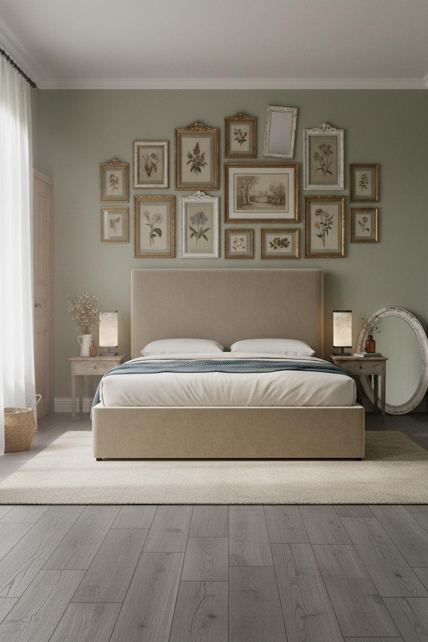 Farmhouse Shabby Chic Bedroom Gallery Wall