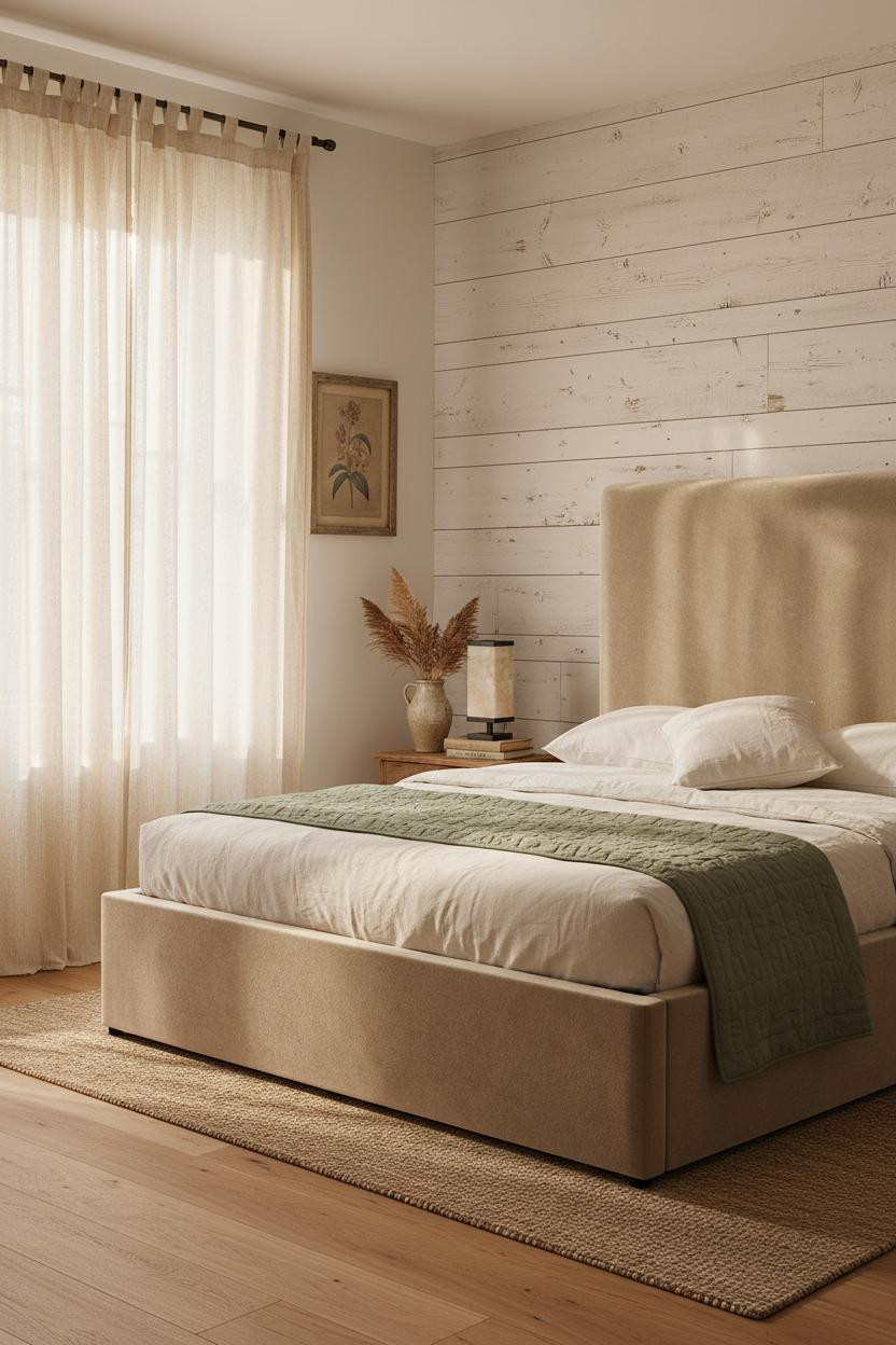 Farmhouse Shabby Chic Bedroom Whitewashed Shiplap
