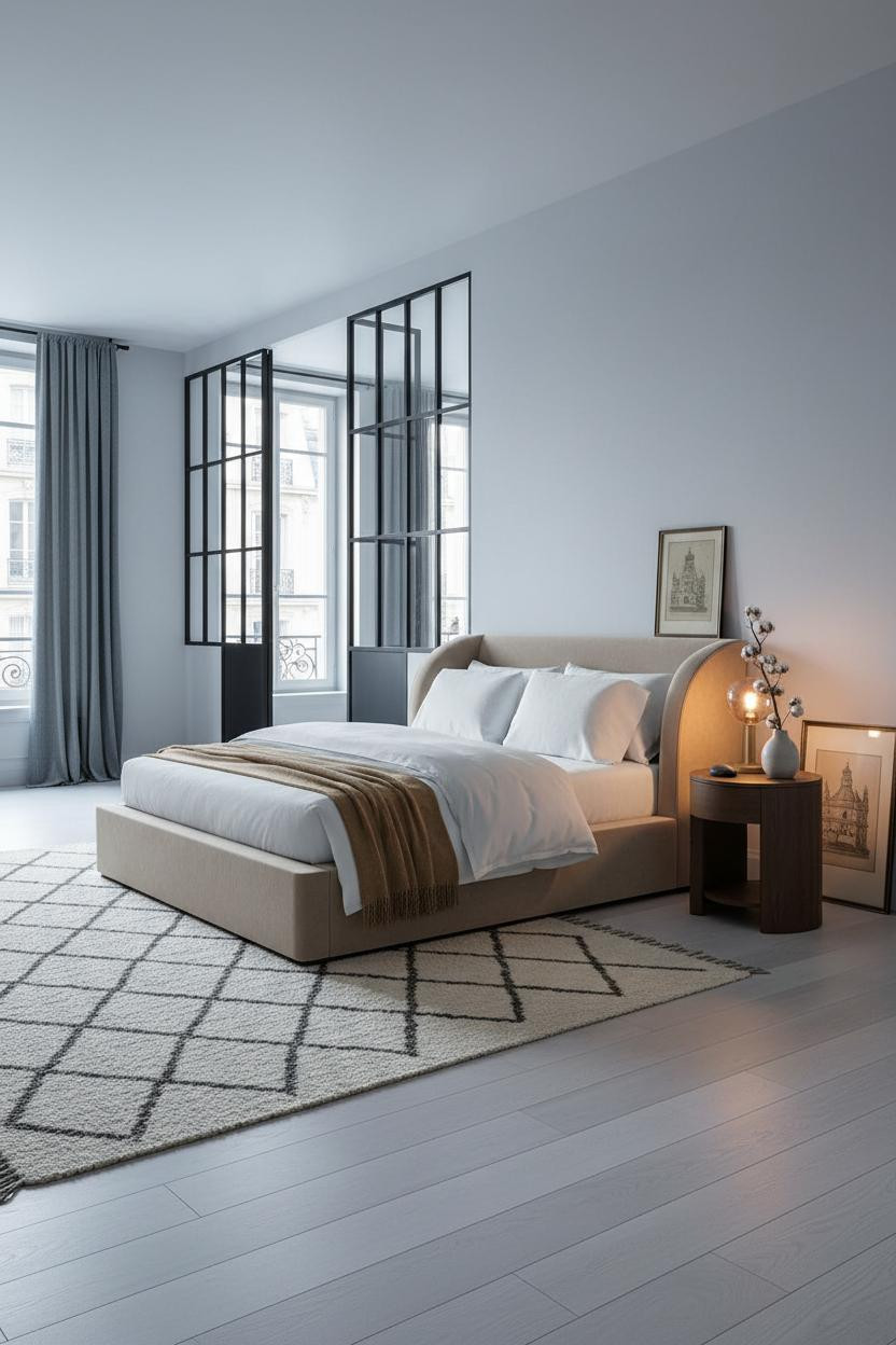 French Bedroom Directoire Indigo Partition