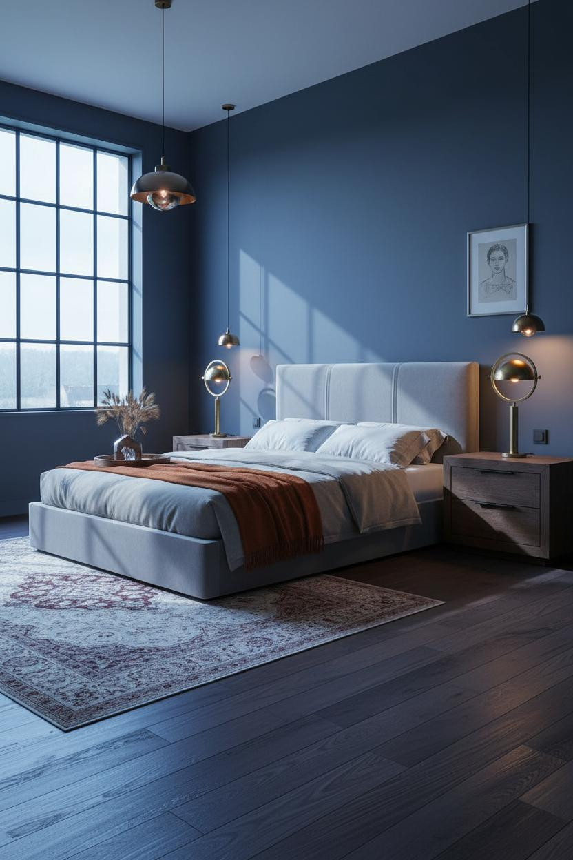 French Blue Bedroom Cottage Design