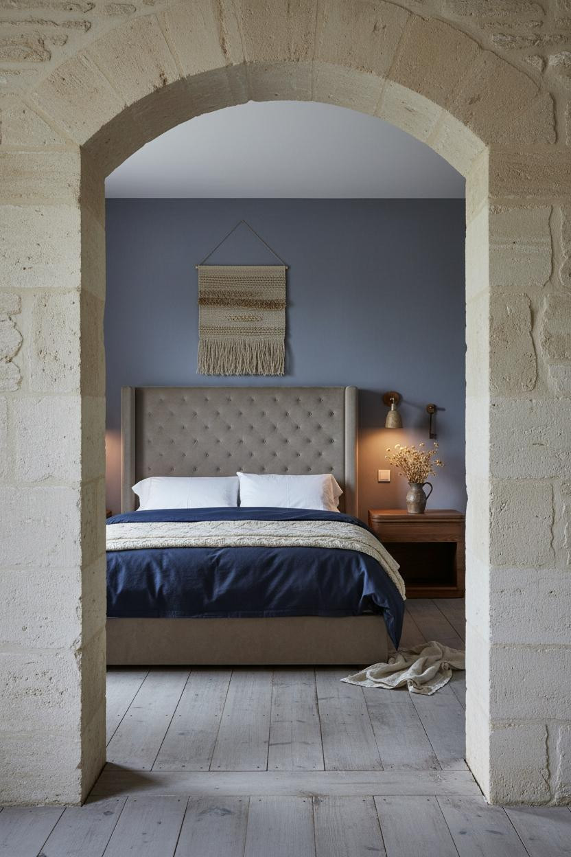French Cottage Bedroom Stone Arch Vintage