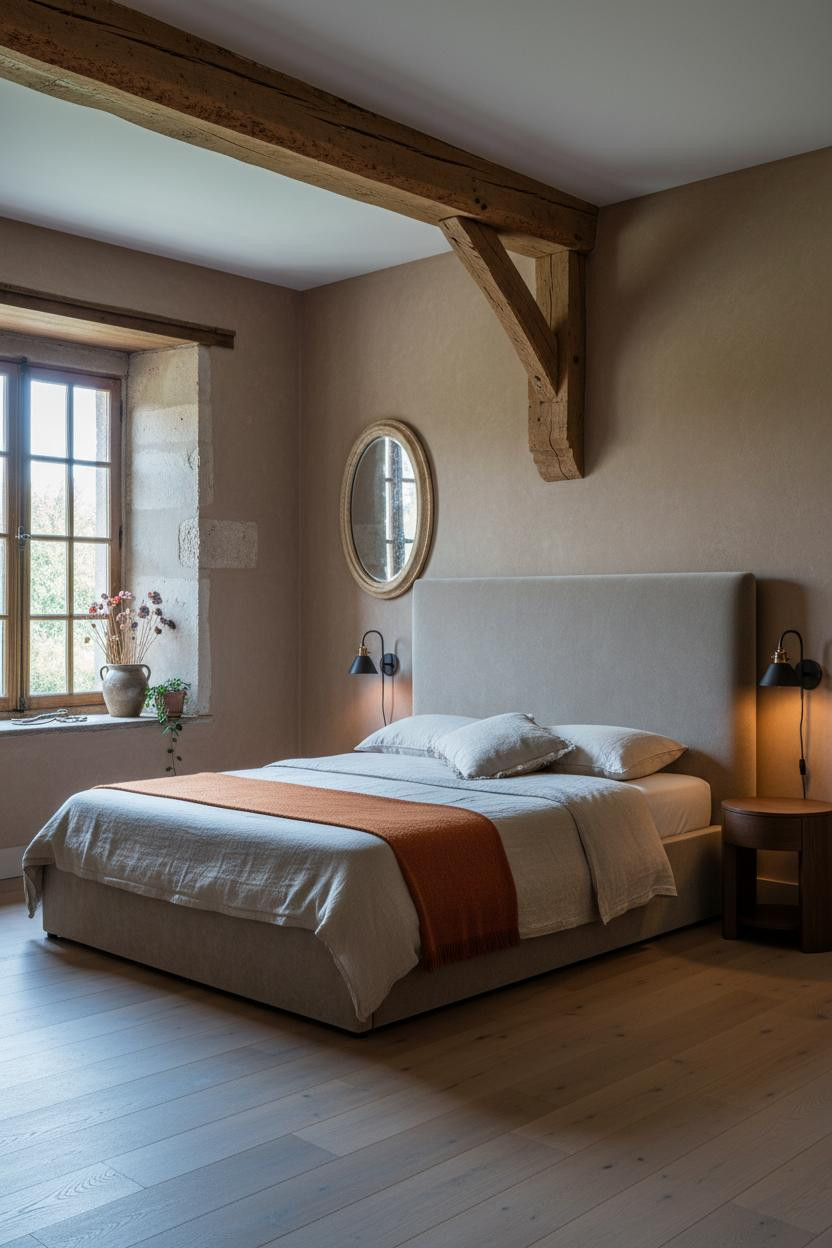 French Cottage Bedroom Rustic Timber