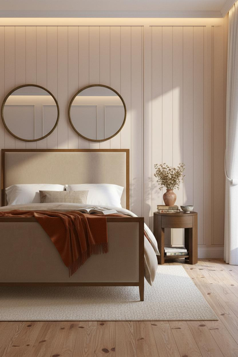 French Country Bedroom Blush Board and Batten Mirrors