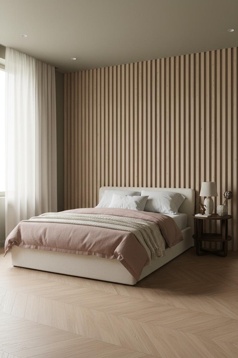 French Country Bedroom Oak Paneling Linen
