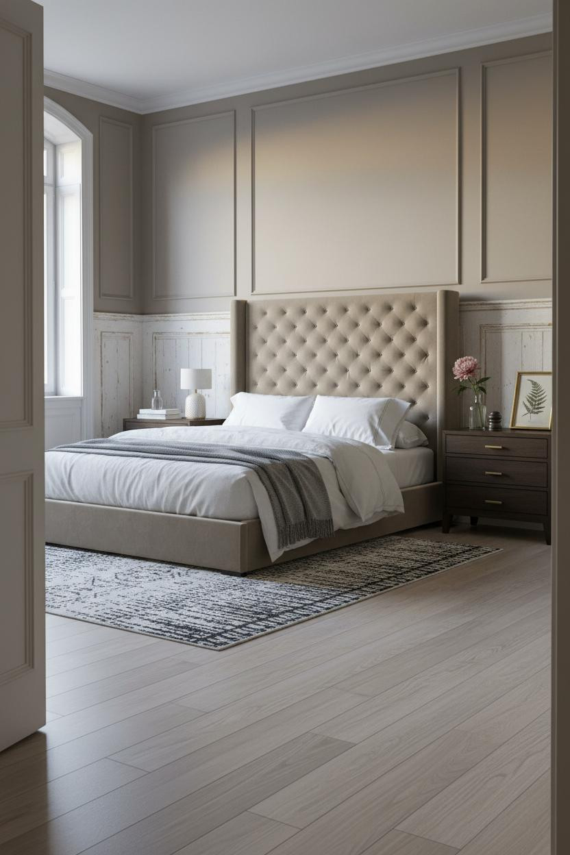 French Country Bedroom Wainscoting Coastal