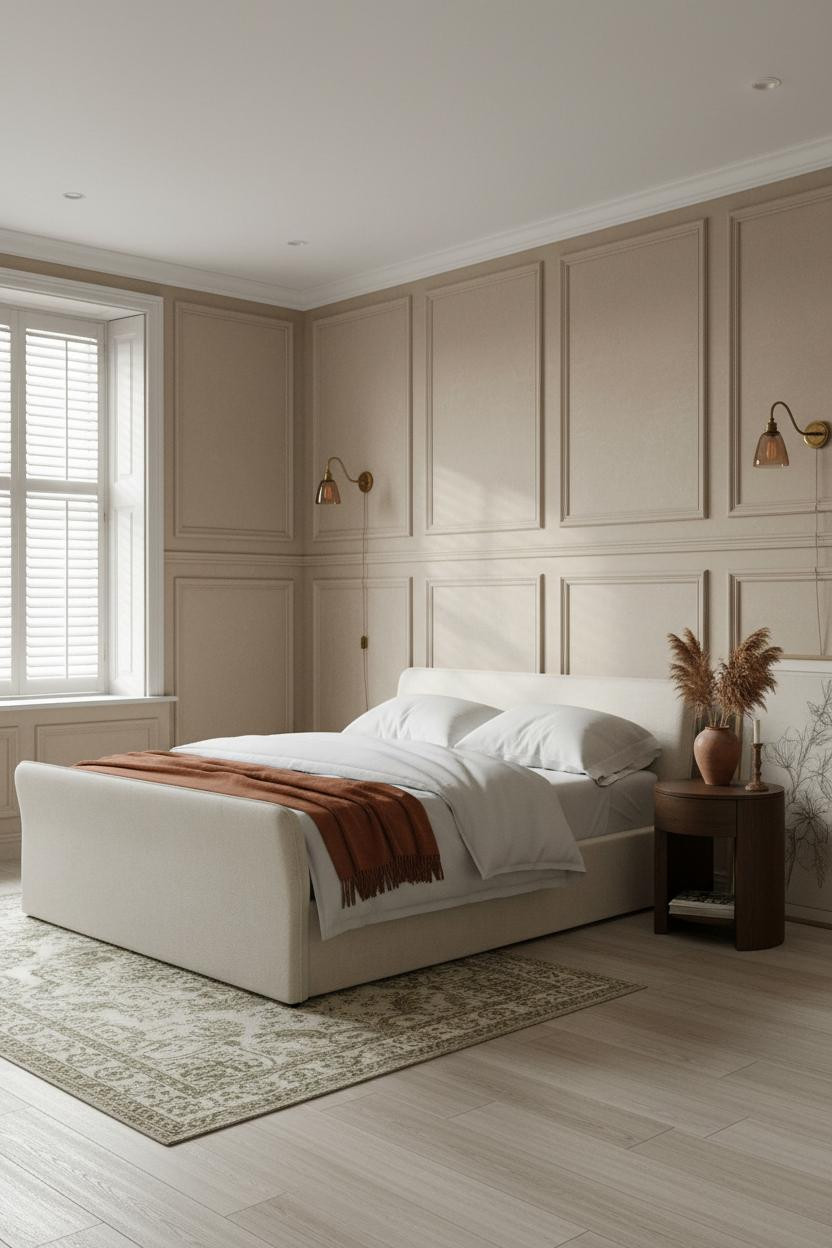 French Country Bedroom Wainscoting Plaster