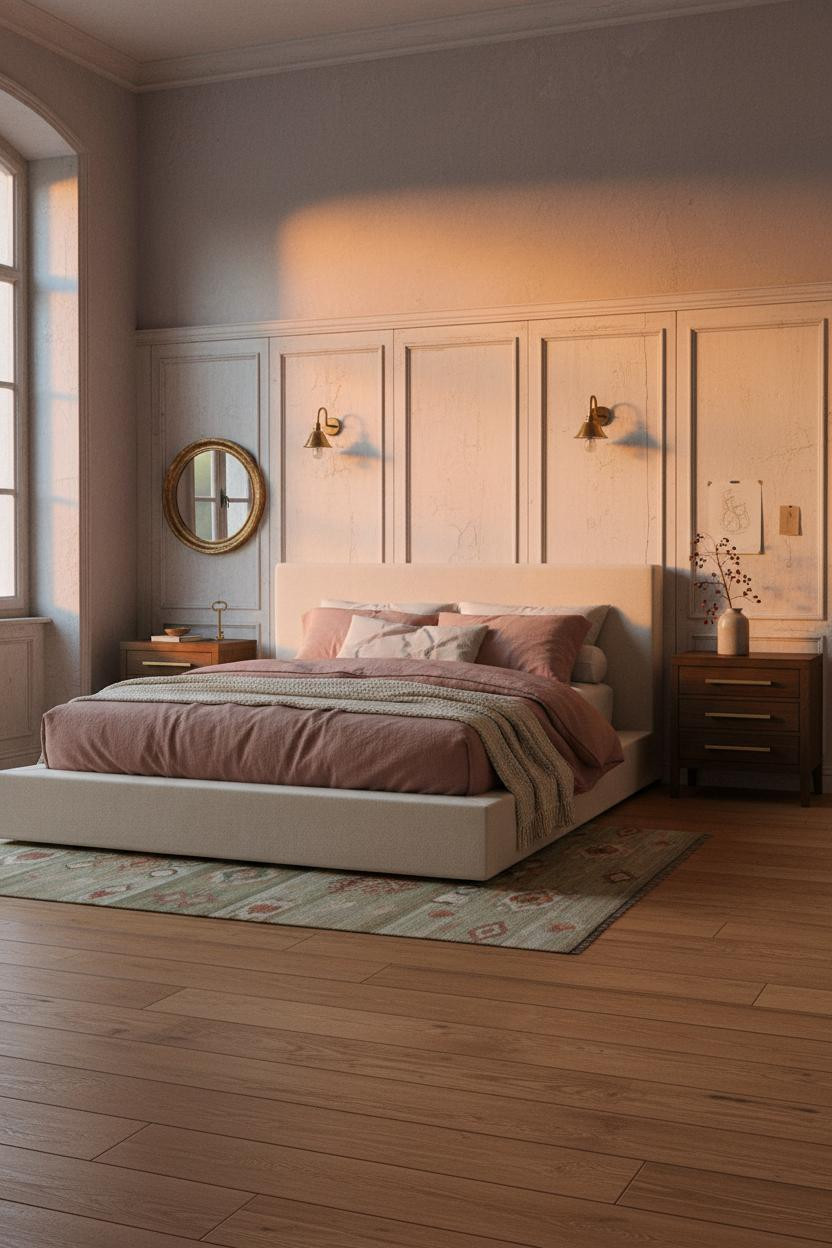 French Farmhouse Bedroom Shabby Chic Wainscoting Vintage