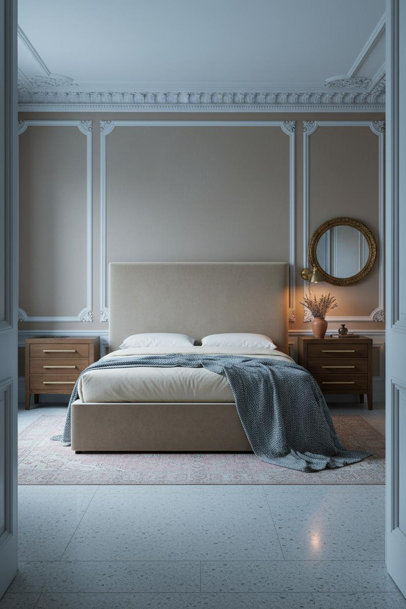 French Provincial Bedroom Blue Cream Cornice