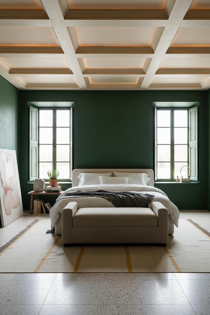 French Provincial Bedroom Coffered Ceiling Design