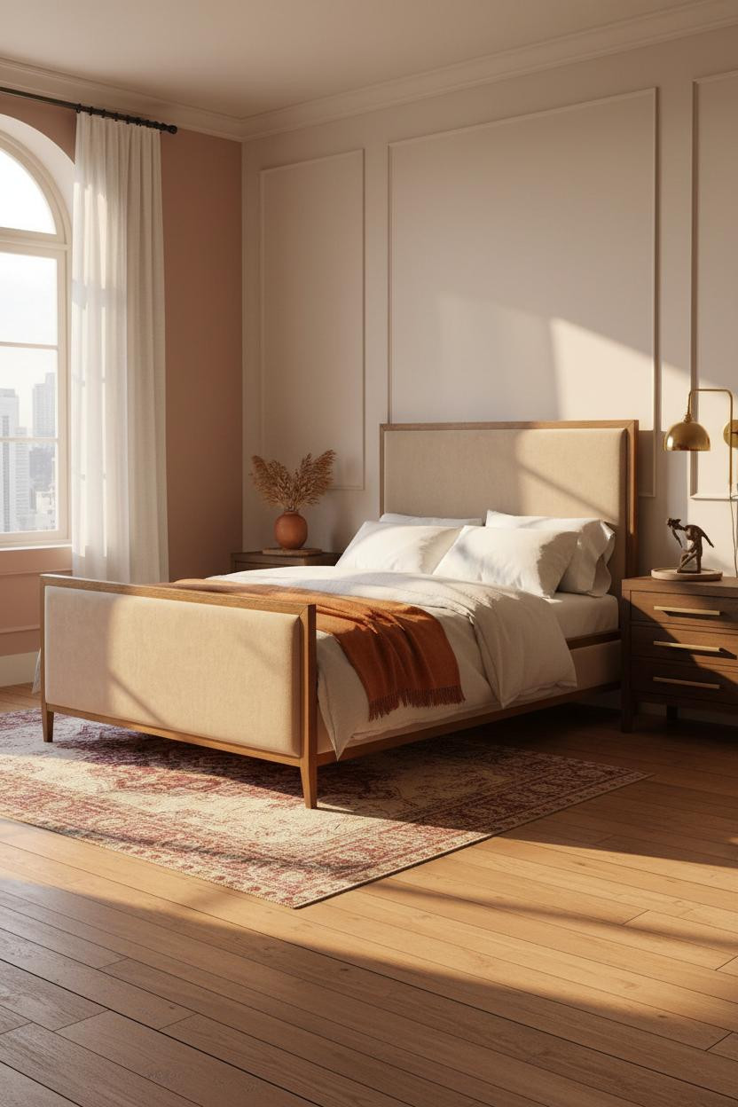 French Provincial Bedroom Paneling Arched Window