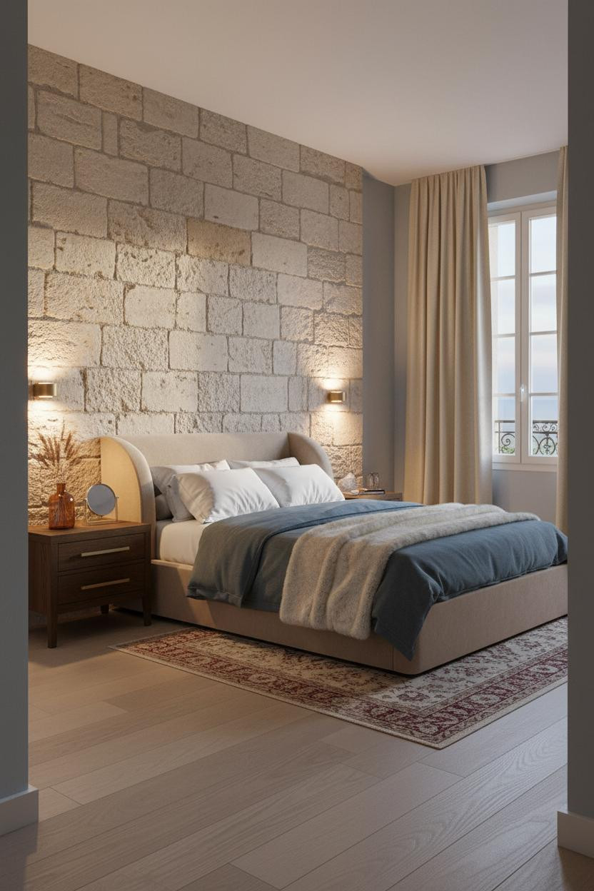 French Provincial Bedroom Stone Wall Lighting