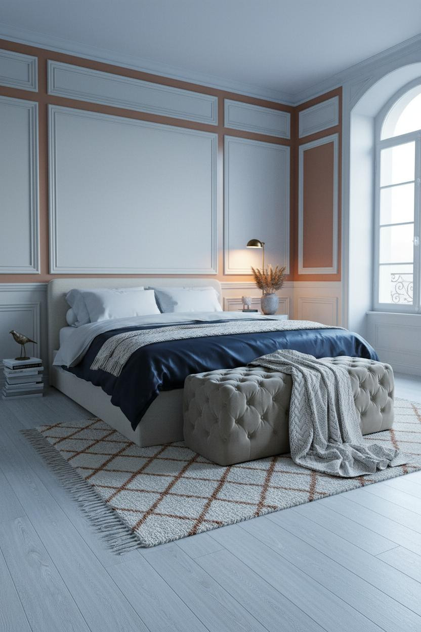French Provincial Bedroom Wainscoting Vintage