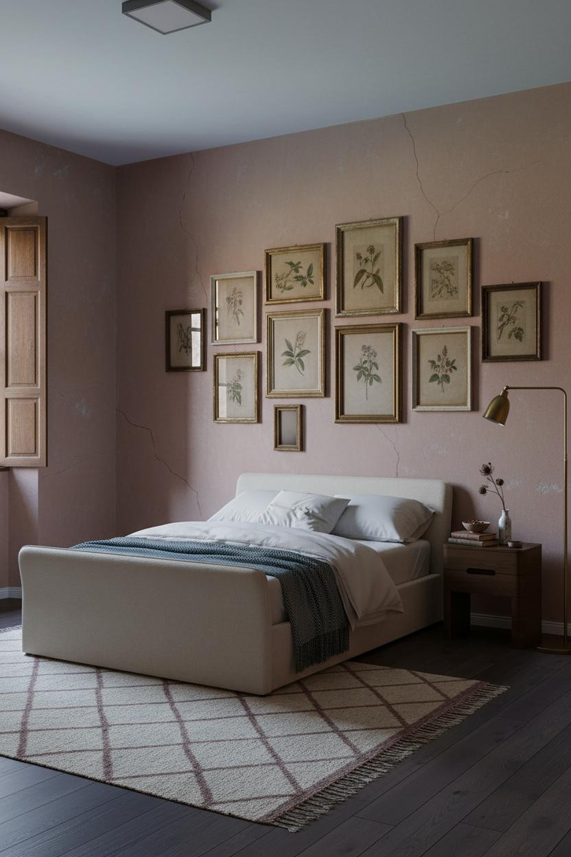 French Shabby Chic Bedroom Gallery Wall