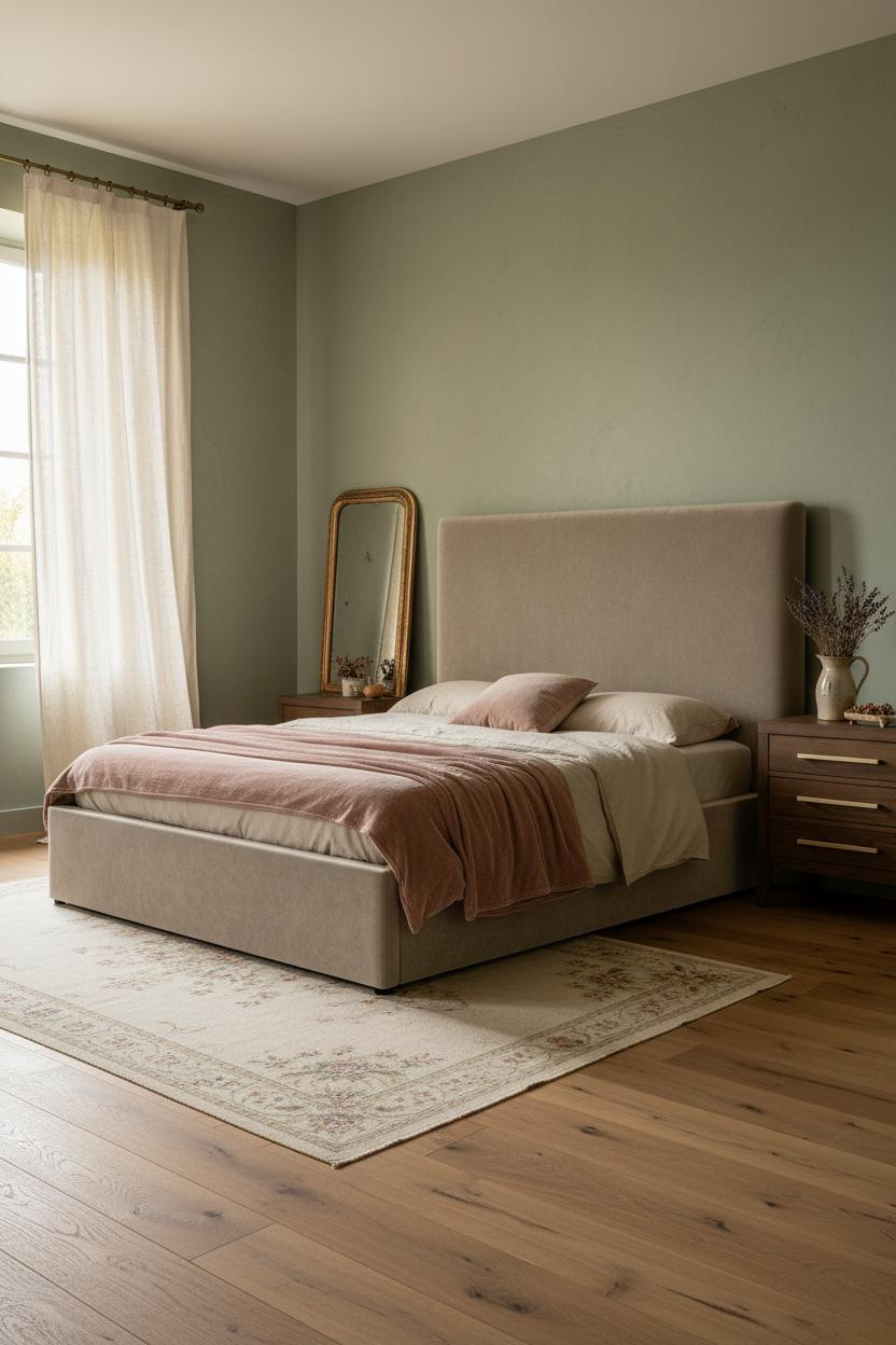 French Shabby Chic Bedroom Sage Walls
