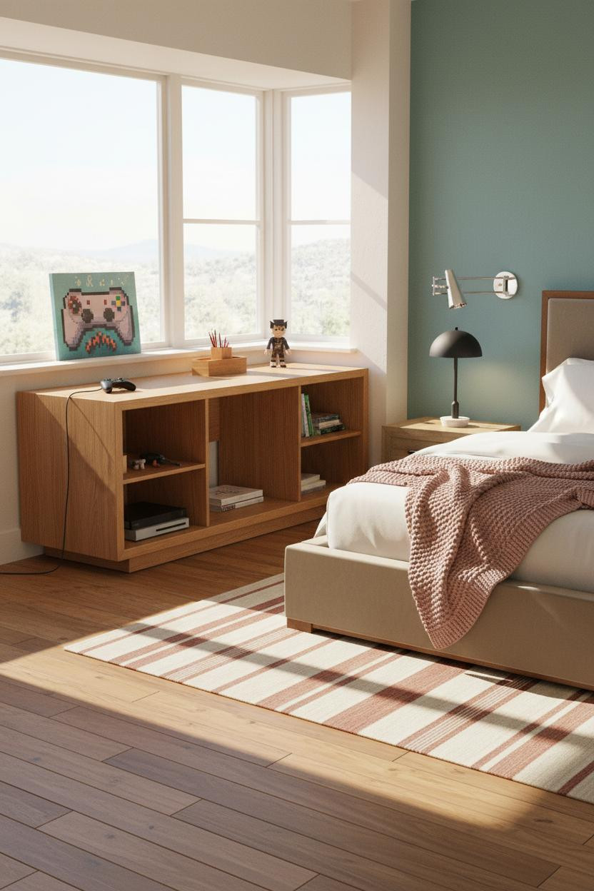 Gamer Bedroom Floating Desk with Natural Light