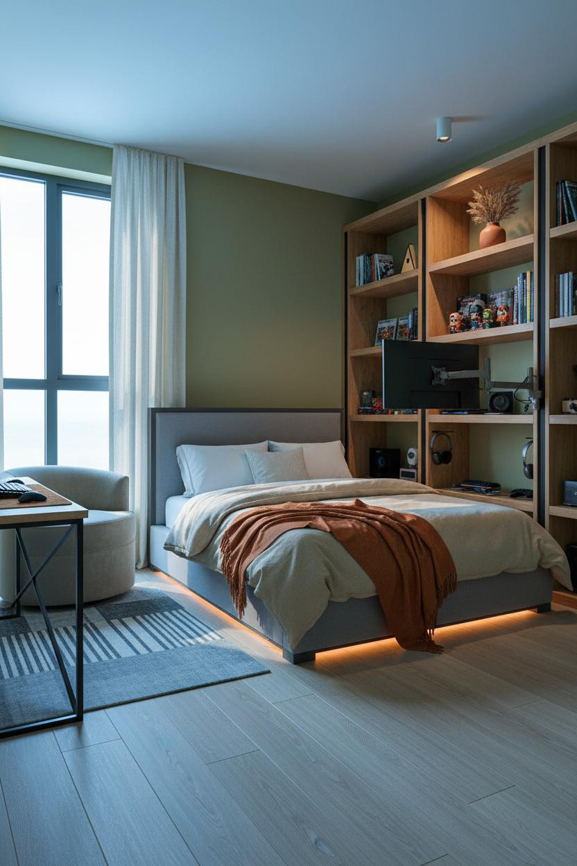 Gaming Bedroom Small Spaces Coastal Modern