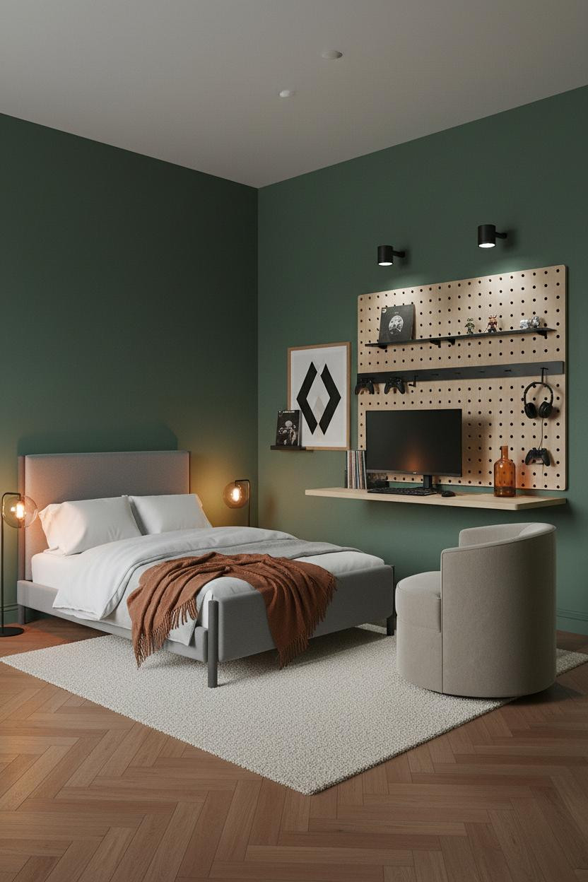 Gaming Bedroom Small Spaces Japandi Desk