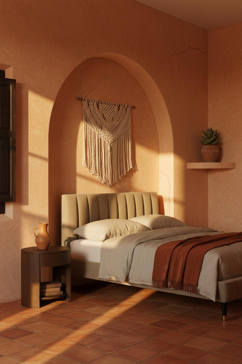 Hacienda Bedroom Clay Plaster Arch Terracotta