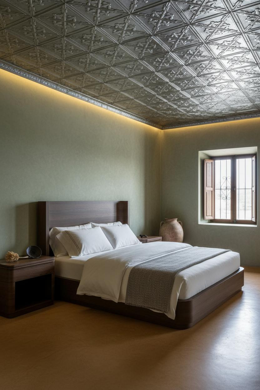 Hacienda Bedroom Spanish Colonial Tin Ceiling