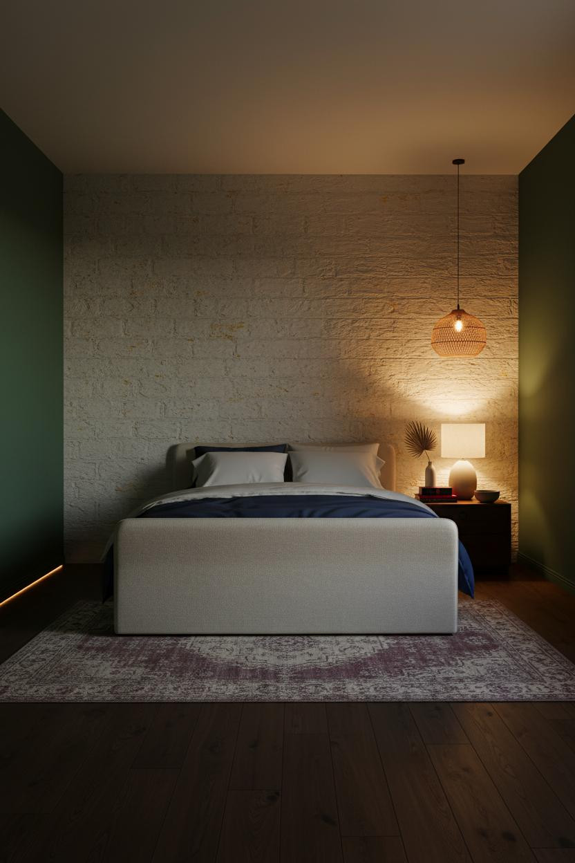 Indochine Bedroom Asian Interior Plaster Wall