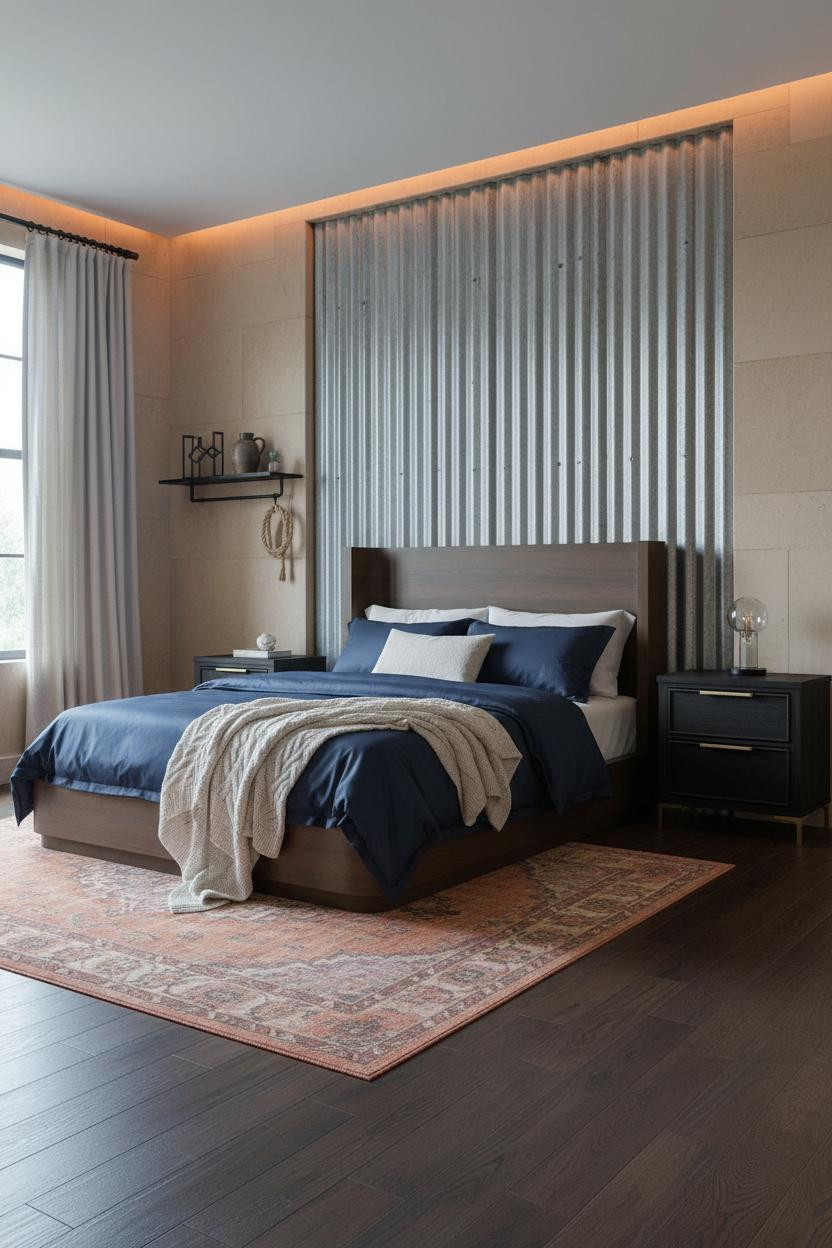 Industrial Bedroom Corrugated Steel Accent
