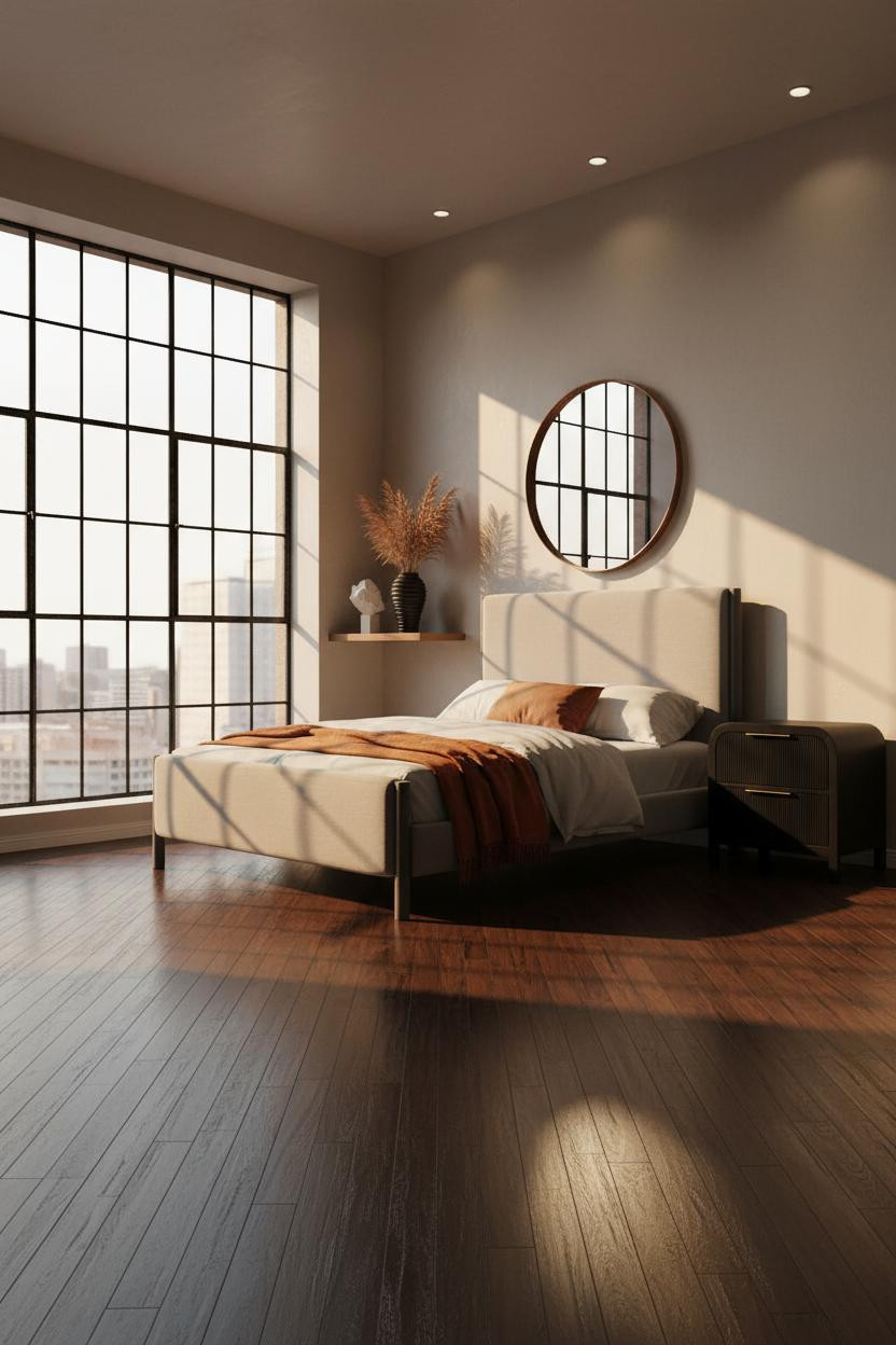 Industrial Bedroom Loft Windows Design