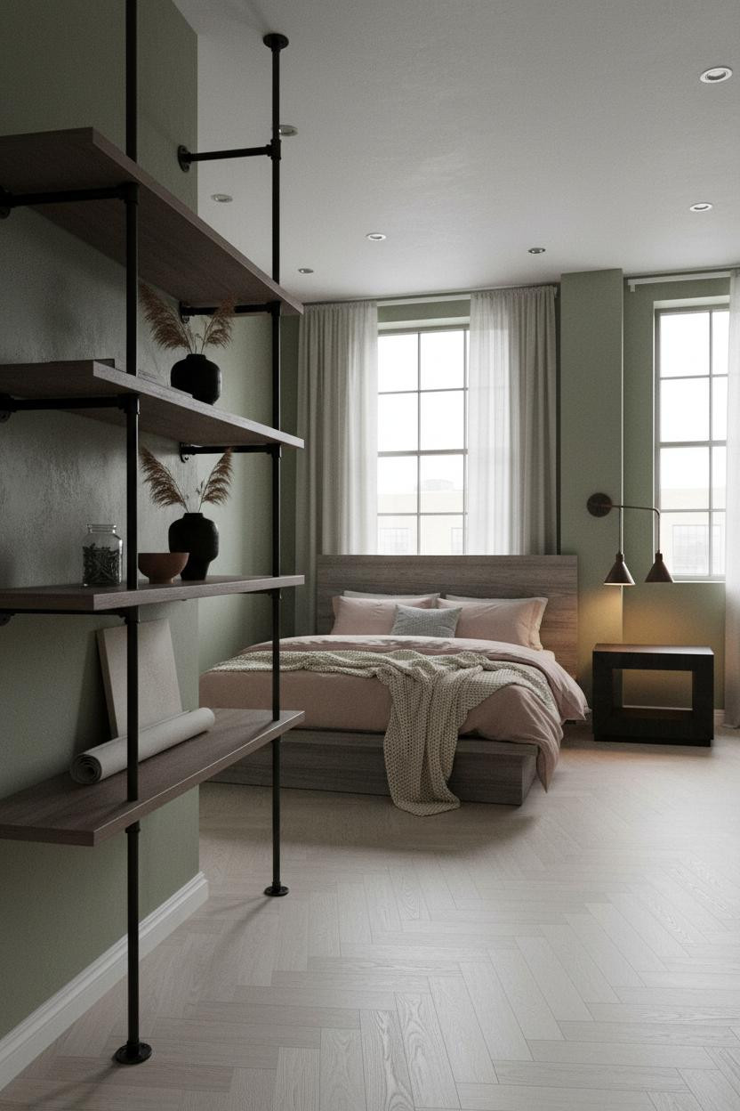 Industrial Bedroom Steel Shelving Loft