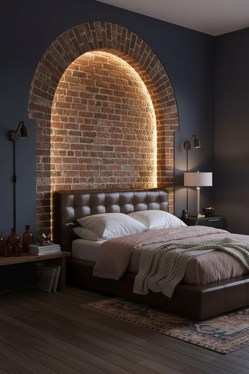 Industrial Chic Bedroom Brick Alcove